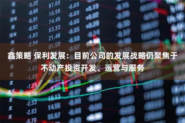 鑫策略 保利发展：目前公司的发展战略仍聚焦于不动产投资开发、运营与服务